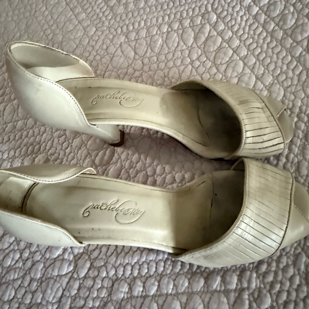 Cream Peep-Toe Heels
